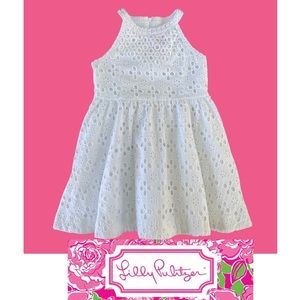 Lilly Pulitzer Girl's Little Kinley White Eyelet Dress size 6